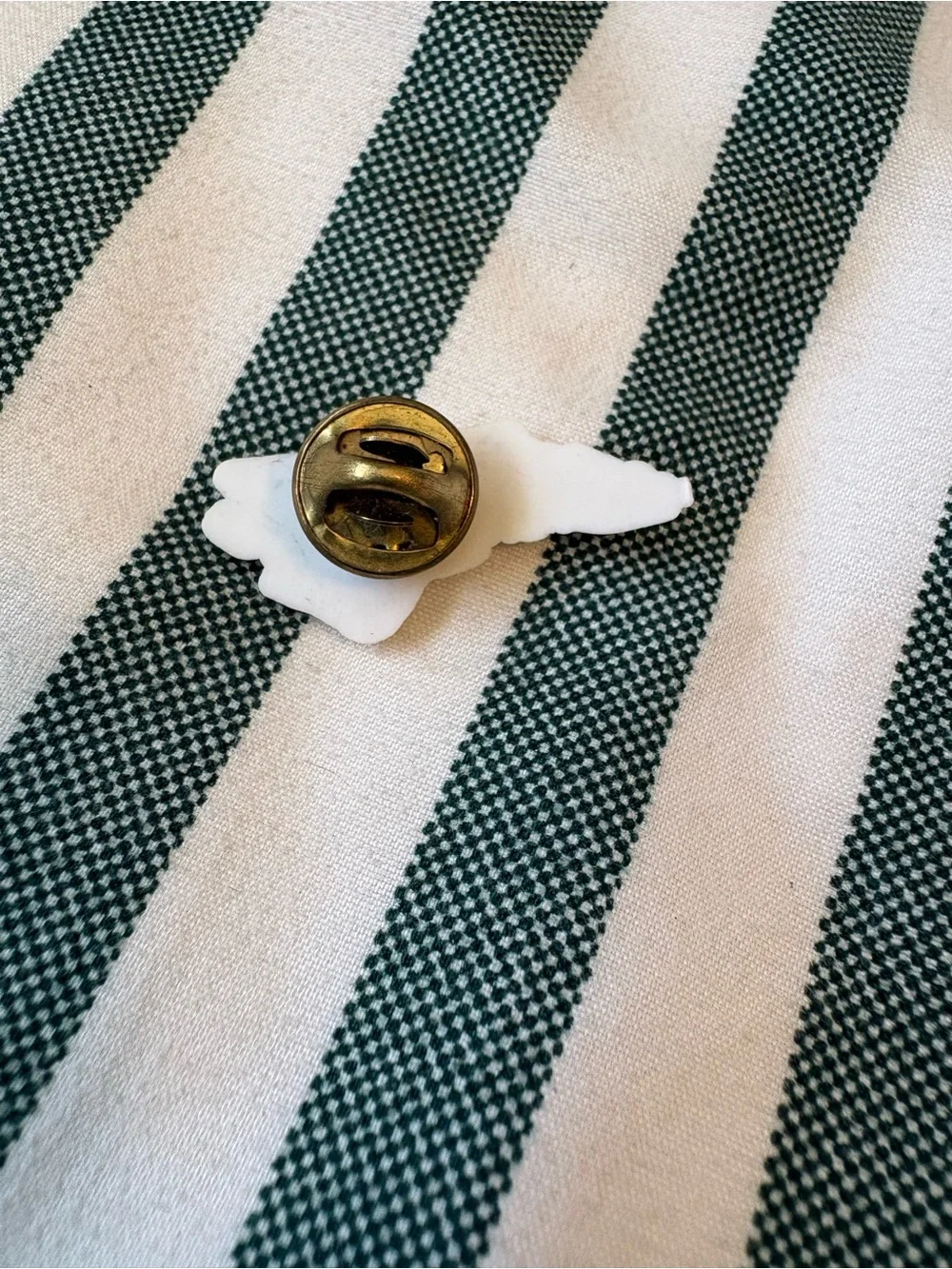 American Vintage White North Carolina State Pin with Red Lettering